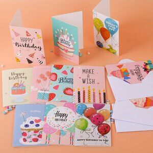 Birthday Cards, 25 Blank Cards with Envelopes & Stickers